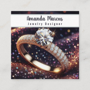 Tarjeta De Visita Cuadrada Jeweler Jewelry Designer Diamond Ring