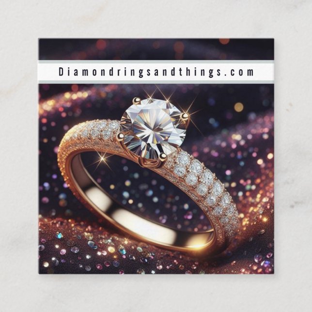Tarjeta De Visita Cuadrada Jeweler Jewelry Designer Diamond Ring (Anverso)