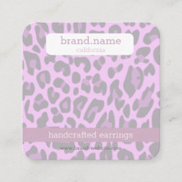 Tarjeta De Visita Cuadrada Jewelry Stud Display Purple Leopard Print Handmade