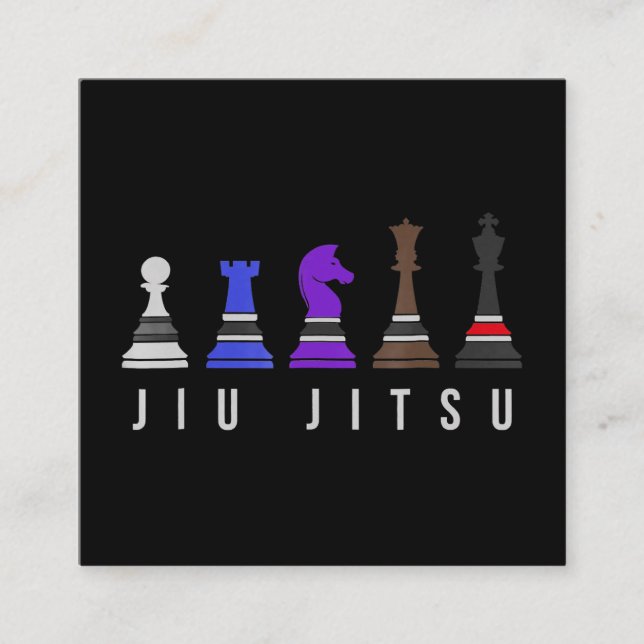 Tarjeta De Visita Cuadrada jiu jitsu    entrenando ajedrez, regalo bjj con te (Anverso)