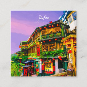 Tarjeta De Visita Cuadrada Jiufen, Taiwán - Antigua Casa de Té