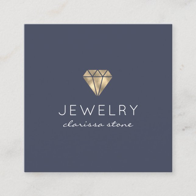 Tarjeta De Visita Cuadrada joyas modernas de oro mínimo (Anverso)
