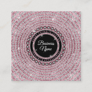 Tarjeta De Visita Cuadrada Joyería Círculo de Diamantes Rosa Brillo Elegante