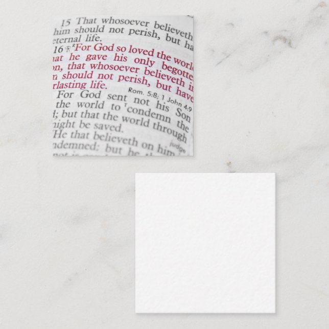 Tarjeta De Visita Cuadrada Juan 3:16 (Anverso / Reverso)