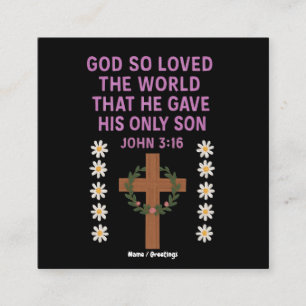 Tarjeta De Visita Cuadrada Juan 3:16 Dios dio a su único hijo la cruz cristia