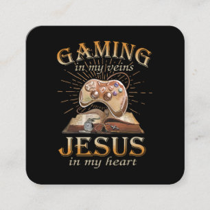 Tarjeta De Visita Cuadrada Juegos en mis venas, Jesús en mi corazón