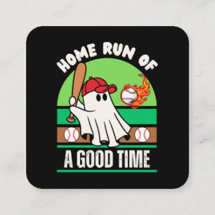 Tarjeta De Visita Cuadrada Jugador de béisbol fantasma Halloween