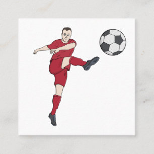 Tarjeta De Visita Cuadrada Jugador de Fútbol Retro Pateando Balón en Acción d