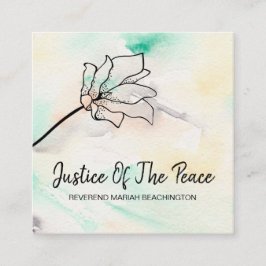 Tarjeta De Visita Cuadrada *~* JUSTICIA DE LA PAZ - Flor de contorno negro