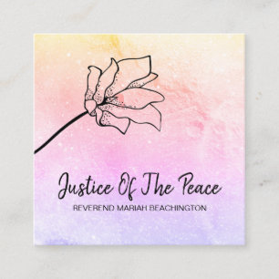 Tarjeta De Visita Cuadrada *~* JUSTICIA DE LA PAZ Luna de Flor Arcoiris
