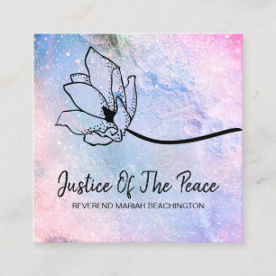 Tarjeta De Visita Cuadrada *~* JUSTICIA DEL Cráter Luna de PAZ Rosa Azul
