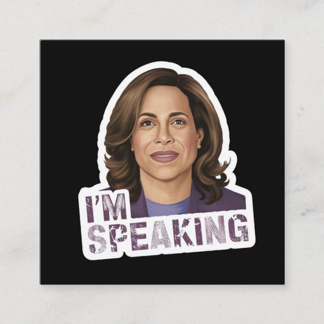 Tarjeta De Visita Cuadrada Kamala Harris Hablo, Cita histórica de debate (Anverso)