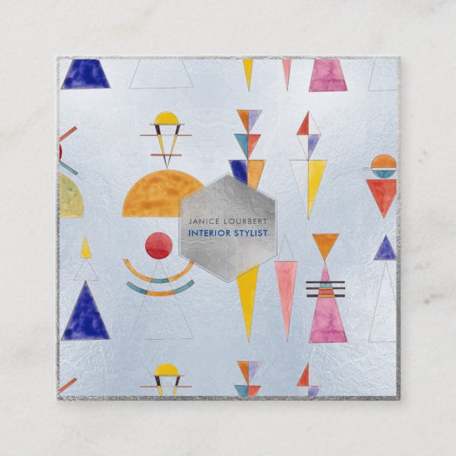 Tarjeta De Visita Cuadrada Kandinsky, Acuarela, Boceto Puerta de Kiev (Anverso)