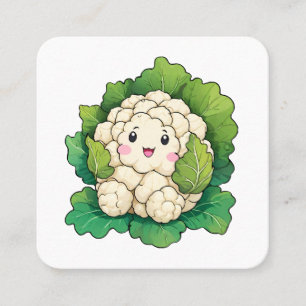 Tarjeta De Visita Cuadrada Kawaii Cauliflower