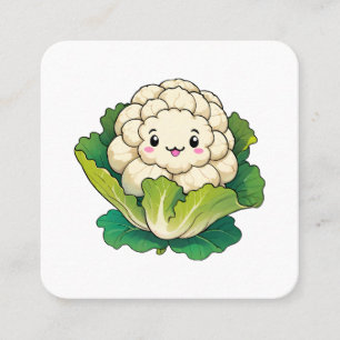 Tarjeta De Visita Cuadrada Kawaii Cauliflower