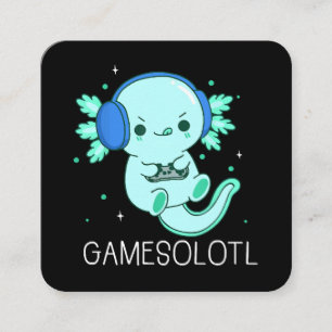 Tarjeta De Visita Cuadrada Kawaii Gamesolotl Axolotl Gamer