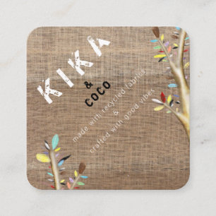 Tarjeta De Visita Cuadrada Kika y Coco buenas vibes texturas terrenas 2020