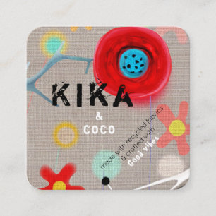 Tarjeta De Visita Cuadrada Kika y Coco buenas Vibraciones