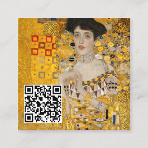 Tarjeta De Visita Cuadrada Klimt - Retrato de Adele Bloch-Bauer I - Código QR