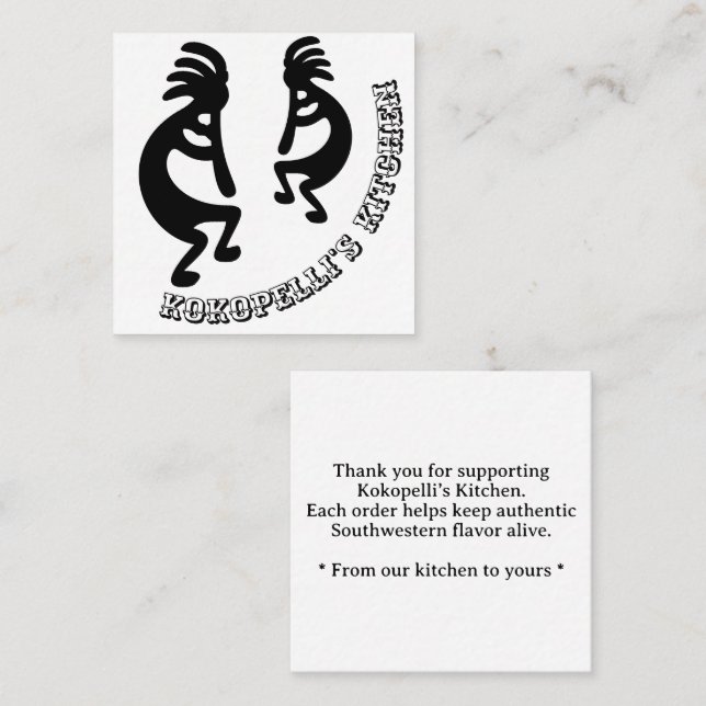 Tarjeta De Visita Cuadrada Kokopelli Southwestern Custom Thank You Insert (Anverso / Reverso)
