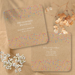 Tarjeta De Visita Cuadrada Kraft Confeti