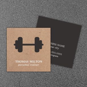 Tarjeta De Visita Cuadrada Kraft Dark Gray Dumbbell Trainer