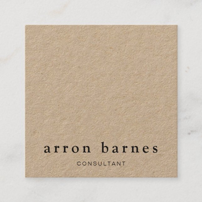 Tarjeta De Visita Cuadrada Kraft moderno simple (Anverso)