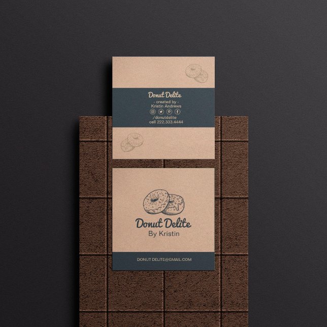Tarjeta De Visita Cuadrada kraft Paper Donut Square Business Card (Subido por el creador)