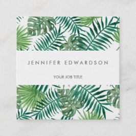 Tarjeta De Visita Cuadrada La acuarela tropical moderna deja profesionales