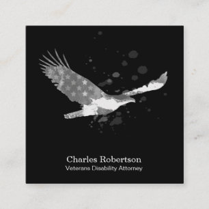 Tarjeta De Visita Cuadrada *~* La bandera de los Estados Unidos águila gris 