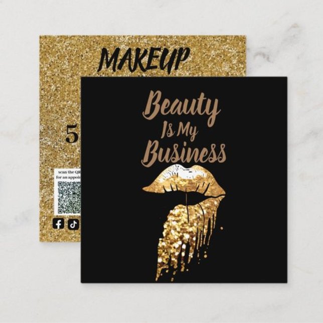 Tarjeta De Visita Cuadrada la belleza del maquillaje moderno es mi negocio QR (Subido por el creador)