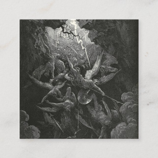 Tarjeta De Visita Cuadrada La Boca Del Infierno De Gustave Dore (Anverso)