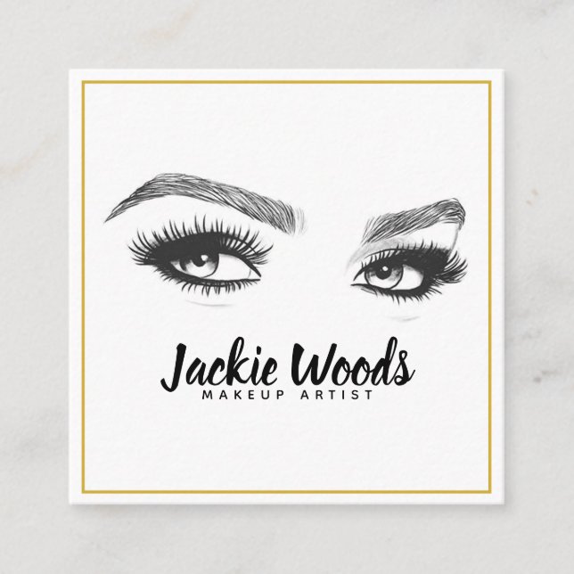 Tarjeta De Visita Cuadrada La ceja del artista de maquillaje observa (Anverso)