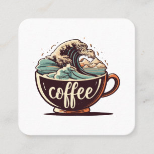 Tarjeta De Visita Cuadrada La Gran Ola De Café