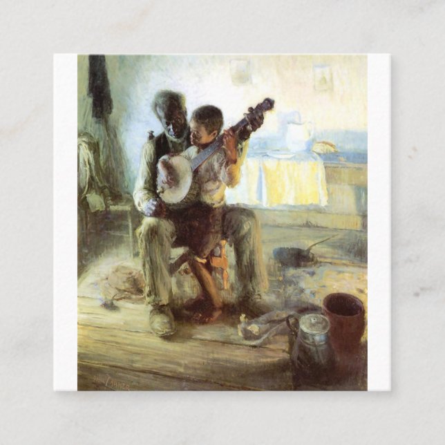 Tarjeta De Visita Cuadrada La Lección Banjo De Henry Ossawa Tanner (Anverso)