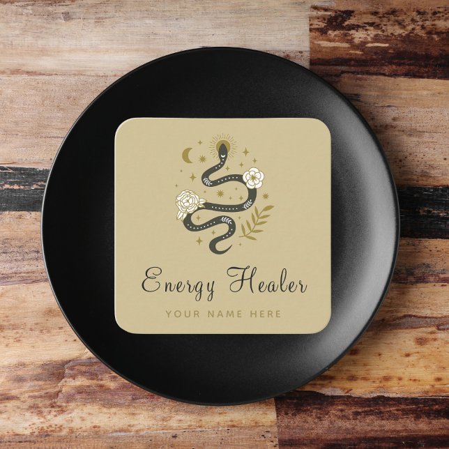 Tarjeta De Visita Cuadrada La luna de serpiente de Boho floral estrena energí (Subido por el creador)