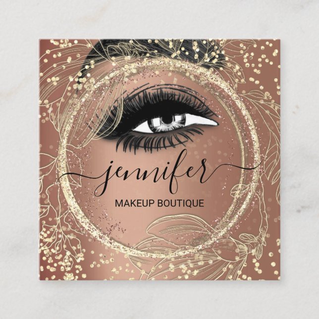 Tarjeta De Visita Cuadrada La maquillaje Boutique paraliza el código QR Rosa  (Anverso)