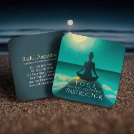 Tarjeta De Visita Cuadrada La meditación del yoga en la noche de las estrella