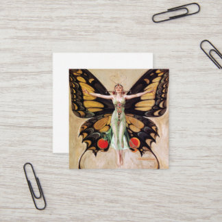 Tarjeta De Visita Cuadrada La metamorfosis de la chica flapper a mariposa 192