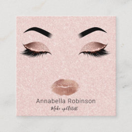Tarjeta De Visita Cuadrada La moda del oro Rosa maquillaje rostro del artista