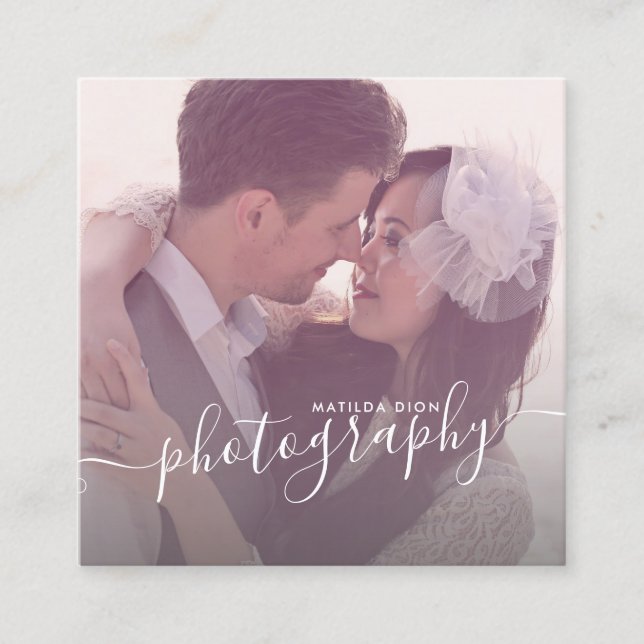 Tarjeta De Visita Cuadrada La moderna y elegante fotografía mínima y sencilla (Anverso)