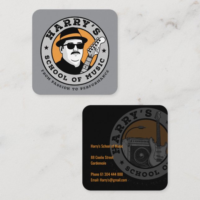 Tarjeta De Visita Cuadrada La música de Harry (Anverso / Reverso)