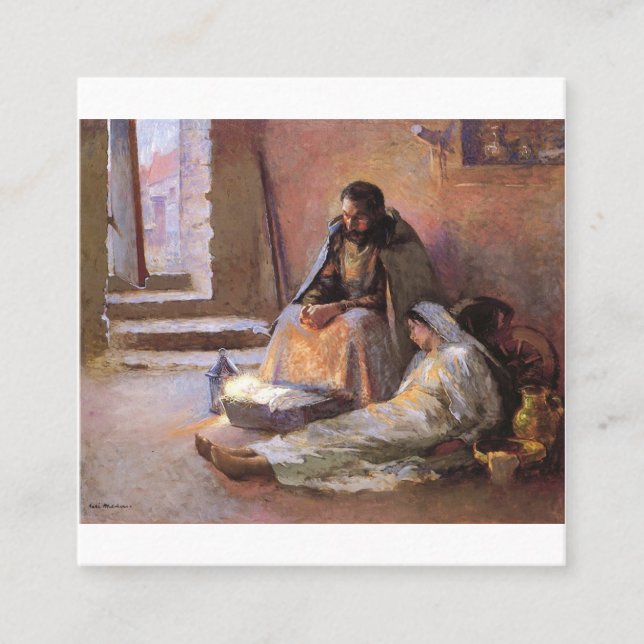 Tarjeta De Visita Cuadrada La Natividad De Gari Melchers (Anverso)