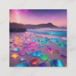 Tarjeta De Visita Cuadrada La playa de piedra de cristal