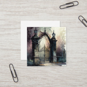 Tarjeta De Visita Cuadrada La serie de puertas de cementerio góticas Diseño 1