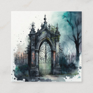 Tarjeta De Visita Cuadrada La serie Puerta del Cementerio Gótico Diseño 11
