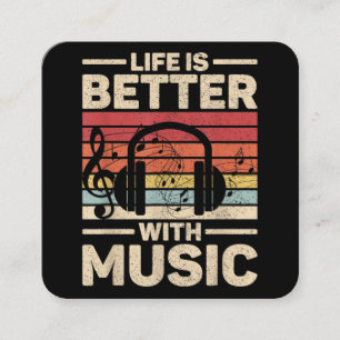 Tarjeta De Visita Cuadrada La vida es mejor con ropa de amante de la música m