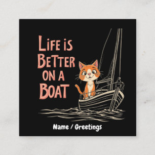 Tarjeta De Visita Cuadrada La vida es mejor en un barco Diseño de vela de cat