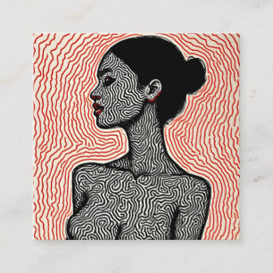 Tarjeta De Visita Cuadrada Laberinto de su despertar – Un retrato minimalista
