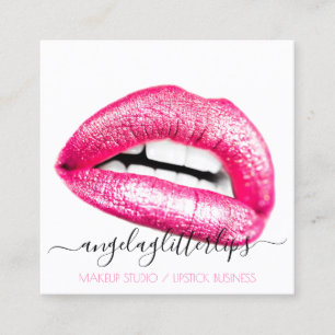Tarjeta De Visita Cuadrada Labios de belleza femenina blancos
